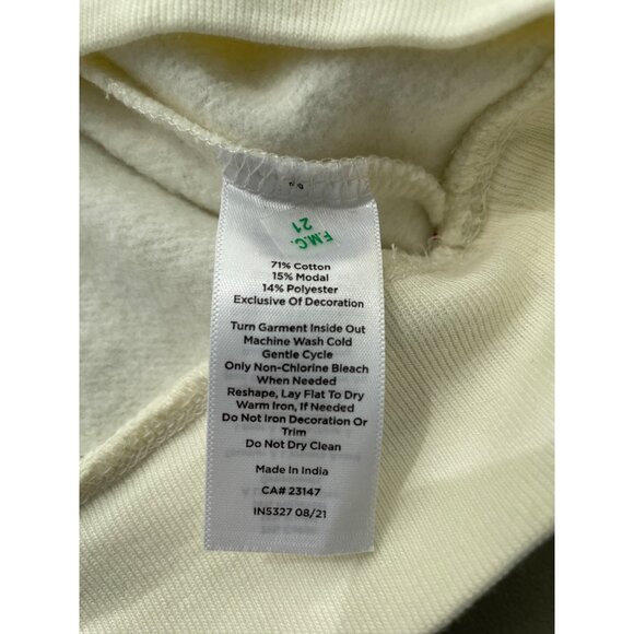 Talbots Embroidered Snowflake Crewneck Sweatshirt Women Small Ivory Cotton Blend - Picture 7 of 8